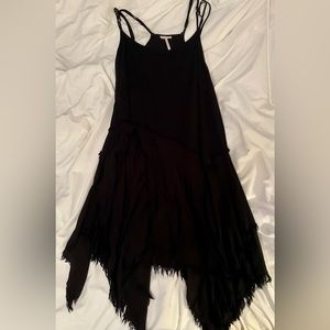 Free People Black Tattered Up Slip Dress L